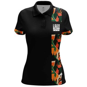 Floral Vertical Stripe Women’s Polo Shirts
