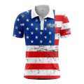 Custom Fully Sublimated USA FLAG Pattern Blue Red White Performance Polo Shirt 4338