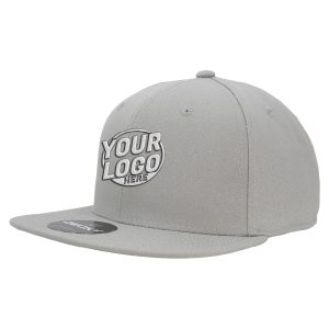 RP1 Baseball 6 Panel High Profile Structured Acrylic / Polyester Flat Bill Fitted Gray Hat 00159