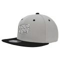 RP1 Baseball 6 Panel High Profile Structured Acrylic / Polyester Flat Bill Fitted Gray Black Hat 00163