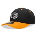 6022 Baseball 6 Panel Mid Profile Structured Cotton / Polyester Curved Visor Snap Back Black Orange Hat 215