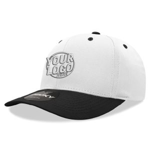 6022 Baseball 6 Panel Mid Profile Structured Cotton / Polyester Curved Visor Snap Back White Black Hat 233