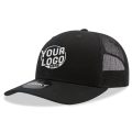 6021 Classic Trucker 6 Panel Mid Profile Structured Cotton / Poly Snap Back Trucker Black Hat 00237