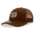 6021 Classic Trucker 6 Panel Mid Profile Structured Cotton / Poly Snap Back Trucker Brown Hat 00252