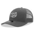 6021 Classic Trucker 6 Panel Mid Profile Structured Cotton / Poly Snap Back Trucker Charcoal Hat 00256