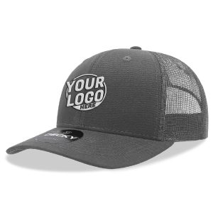 6021 Classic Trucker 6 Panel Mid Profile Structured Cotton / Poly Snap Back Trucker Charcoal Hat 00256