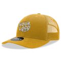 6021 Classic Trucker 6 Panel Mid Profile Structured Cotton / Poly Snap Back Trucker Gold Hat 00260