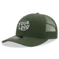 6021 Classic Trucker 6 Panel Mid Profile Structured Cotton / Poly Snap Back Trucker Olive Hat 00278