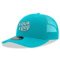6021 Classic Trucker 6 Panel Mid Profile Structured Cotton / Poly Snap Back Trucker Teal Hat 00290