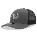 6021 Classic Trucker 6 Panel Mid Profile Structured Cotton / Poly Snap Back Trucker Charcoal Black Hat 00314