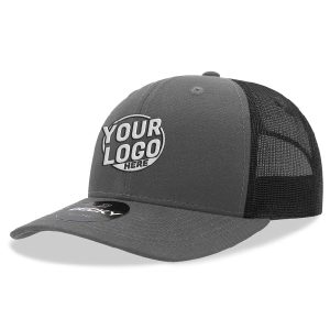 6021 Classic Trucker 6 Panel Mid Profile Structured Cotton / Poly Snap Back Trucker Charcoal Black Hat 00314