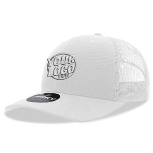6021 Classic Trucker 6 Panel Mid Profile Structured Cotton / Poly Snap Back Trucker White Hat 00292