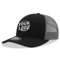 6021 Classic Trucker 6 Panel Mid Profile Structured Cotton / Poly Snap Back Trucker Black Charcoal Hat 00294