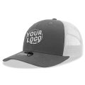 6021 Classic Trucker 6 Panel Mid Profile Structured Cotton / Poly Snap Back Trucker Charcoal White Hat 00338