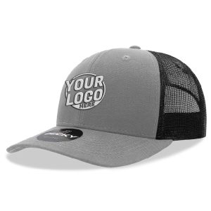 6021 Classic Trucker 6 Panel Mid Profile Structured Cotton / Poly Snap Back Trucker Gray Black Hat 00346