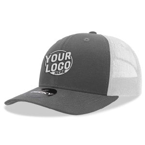 6021 Classic Trucker 6 Panel Mid Profile Structured Cotton / Poly Snap Back Trucker Gray White Hat 352