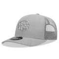 6021 Classic Trucker 6 Panel Mid Profile Structured Cotton / Poly Snap Back Trucker Heather Gray Light Gray Hat 358