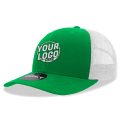 6021 Classic Trucker 6 Panel Mid Profile Structured Cotton / Poly Snap Back Trucker Kelly Green White Hat 372