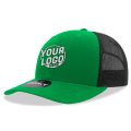 6021 Classic Trucker 6 Panel Mid Profile Structured Cotton / Poly Snap Back Trucker Kelly Green Black Hat 370