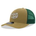 6021 Classic Trucker 6 Panel Mid Profile Structured Cotton / Poly Snap Back Trucker Khaki Forest Hat 380