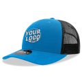 6021 Classic Trucker 6 Panel Mid Profile Structured Cotton / Poly Snap Back Trucker Sky Blue Black Hat 418