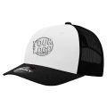 6021 Classic Trucker 6 Panel Mid Profile Structured Cotton / Poly Snap Back Trucker Black White Black Hat 426