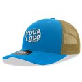 6021 Classic Trucker 6 Panel Mid Profile Structured Cotton / Poly Snap Back Trucker Sky Blue Khaki Hat 420