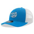 6021 Classic Trucker 6 Panel Mid Profile Structured Cotton / Poly Snap Back Trucker Sky Blue White Hat 422