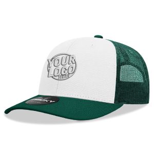 6021 Classic Trucker 6 Panel Mid Profile Structured Cotton / Poly Snap Back Trucker Forest White Forest Hat 430