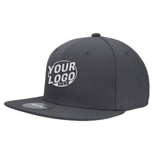 6020 Baseball 6 Panel High Profile Structured Acrylic / Polyester Flat Bill Snap Back Charcoal Hat 474