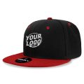 6020 Baseball 6 Panel High Profile Structured Acrylic / Polyester Flat Bill Snap Back Black Cardinal Hat 504
