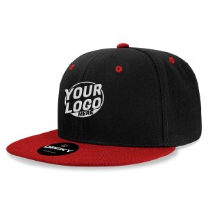 6020 Baseball 6 Panel High Profile Structured Acrylic / Polyester Flat Bill Snap Back Black Cardinal Hat 504