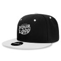 6020 Baseball 6 Panel High Profile Structured Acrylic / Polyester Flat Bill Snap Back Black White Hat 518
