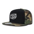 1049 Baseball 6 Panel High Profile Structured Acrylic / Polyester Flat Bill Snap Back Woodland Black Woodland Hat 452