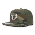 1049 Baseball 6 Panel High Profile Structured Acrylic / Polyester Flat Bill Snap Back Woodland Woodland Olive Hat 460