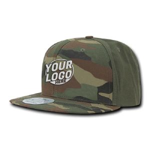 1049 Baseball 6 Panel High Profile Structured Acrylic / Polyester Flat Bill Snap Back Woodland Woodland Olive Hat 460