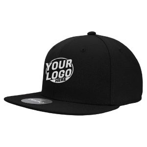 6020 Baseball 6 Panel High Profile Structured Acrylic / Polyester Flat Bill Snap Back Black Hat 464