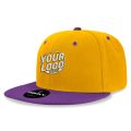 6020 Baseball 6 Panel High Profile Structured Acrylic / Polyester Flat Bill Snap Back Gold Purple Hat 530