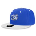 6020 Baseball 6 Panel High Profile Structured Acrylic / Polyester Flat Bill Snap Back Royal Blue White Hat 576