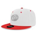 6020 Baseball 6 Panel High Profile Structured Acrylic / Polyester Flat Bill Snap Back White Red Hat 0584