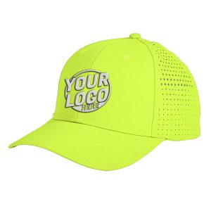 BA537 Baseball 6 Panel Mid Profile Structured 100% Polyester Perforated Neon Yellow Hat 634