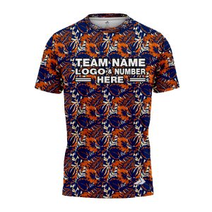 Custom Fully Sublimated Floral Pattern Blue Orange Performance Jersey 00675
