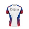 Custom Fully Sublimated Faded Colors Pattern White Red Blue Performance Baseball Softball Jersey 00710