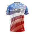 Custom Fully Sublimated USA FLAG Faded Pattern Blue Red White Performance Jersey 766