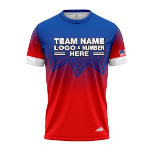 Custom Fully Sublimated USA FLAG Spikes Pattern Red Blue White Performance Jersey 808