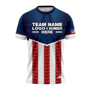 Custom Fully Sublimated USA FLAG Strong Pattern Red Dark Blue White Performance Jersey 815