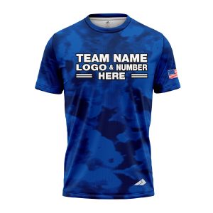 Custom Fully Sublimated USA FLAG Camo Three Pattern Blue Performance Jersey 843
