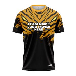 Custom Fully Sublimated Fierce Tiger Animal Print Pattern Black Yellow Performance Jersey 857