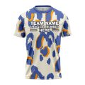 Custom Fully Sublimated Abstract Animal Print Two White Blue Orange Performance Jersey 976