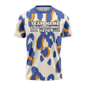 Custom Fully Sublimated Abstract Animal Print Two White Blue Orange Performance Jersey 976